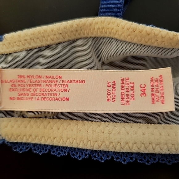 3 for $20 - Body by Victoria Pastel Corset Lace Blue Bra 34C - Picture 3 of 6